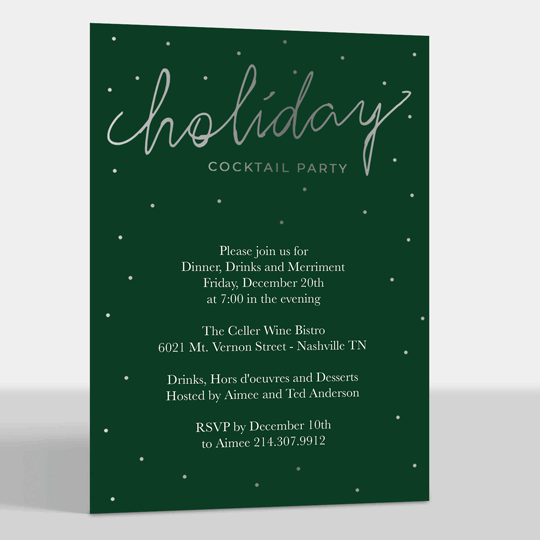 Holiday Cocktail Party Foil Invitations Holiday Cocktail Party Foil Invitations