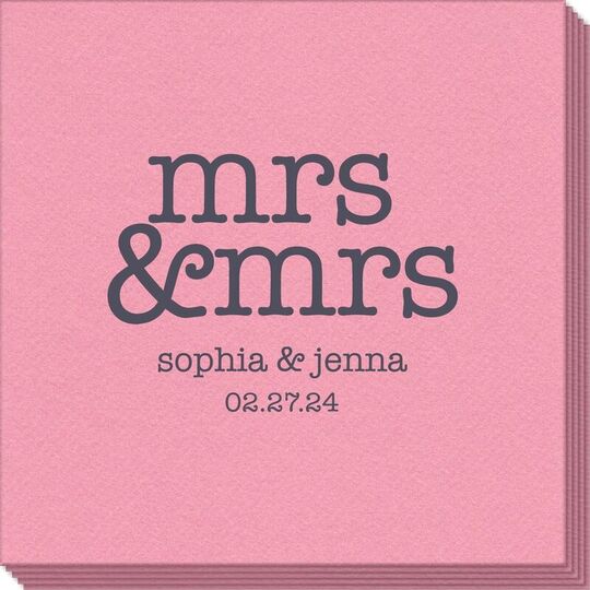 Stacked Happy Mrs & Mrs Linen Like Napkins