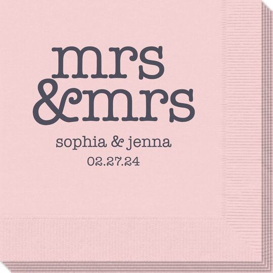 Stacked Happy Mrs & Mrs Napkins