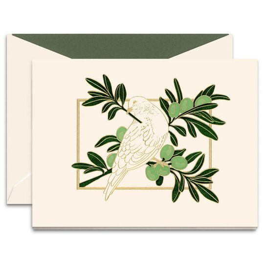 Dove in Olive Tree Folded Holiday Cards