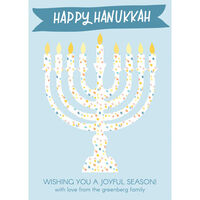 Watercolor Dotted Menorah Flat Holiday Cards