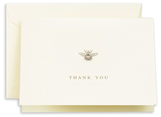 Bee Boxed Thank You Folded Note Cards - Hand Engraved