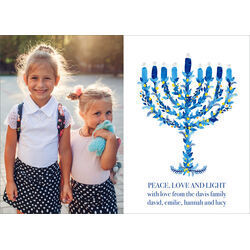 Floral Menorah Photo Cards