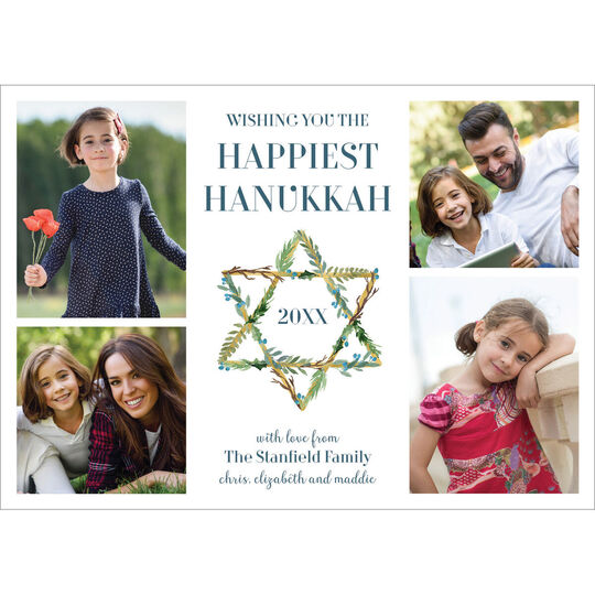 Vine Wrapped Star of David Photo Hanukkah Cards