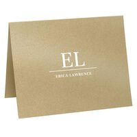 Prominent Initials Folded Shimmer Note Cards