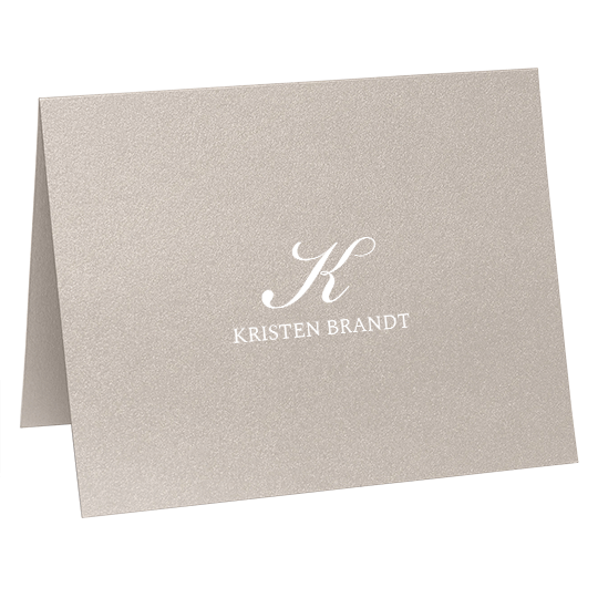 Script Initial Folded Shimmer Note Cards