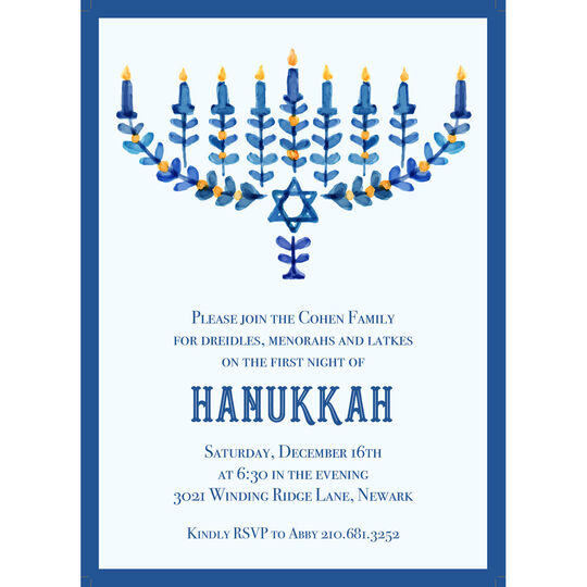 Modern Floral Menorah Invitations