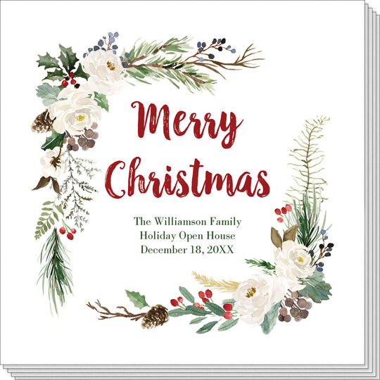 Corner Holiday Floral Napkins