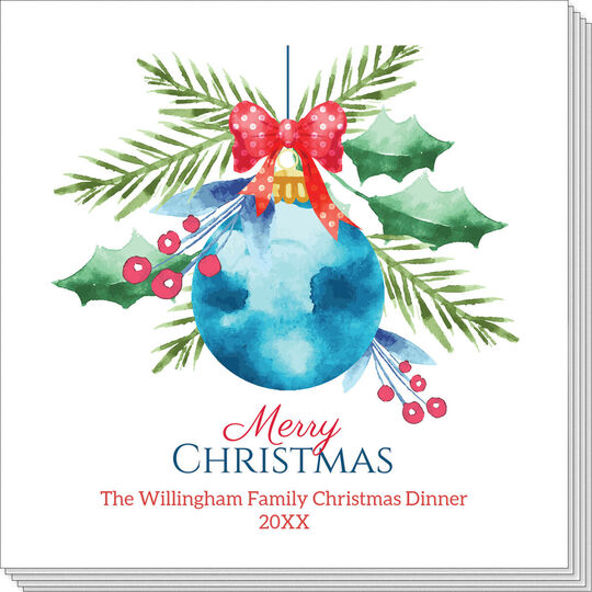 Festive Blue Ornament Napkins