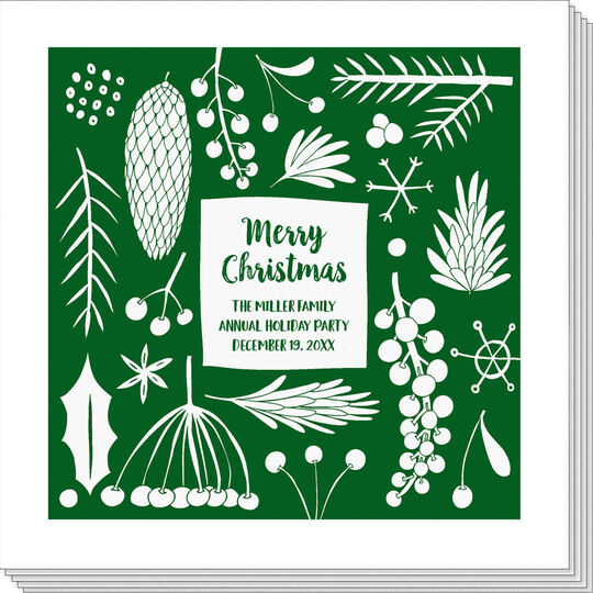 Green Holiday Foliage Napkins