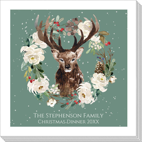 Holiday Floral Deer Napkins