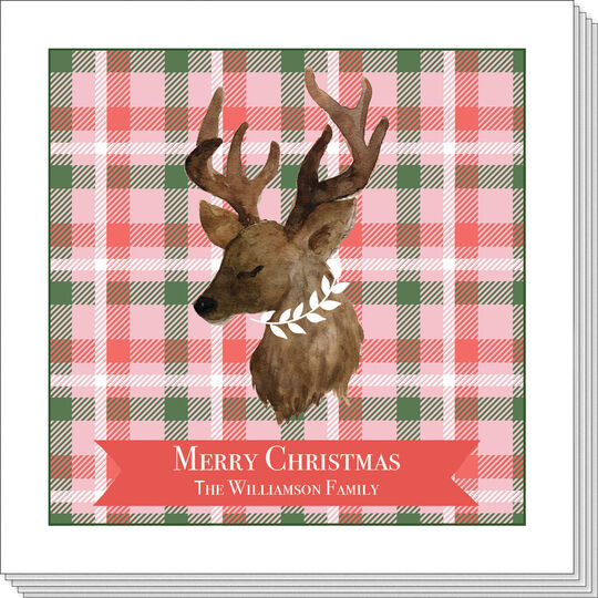 Pink and Green Plaid Deer Napkins