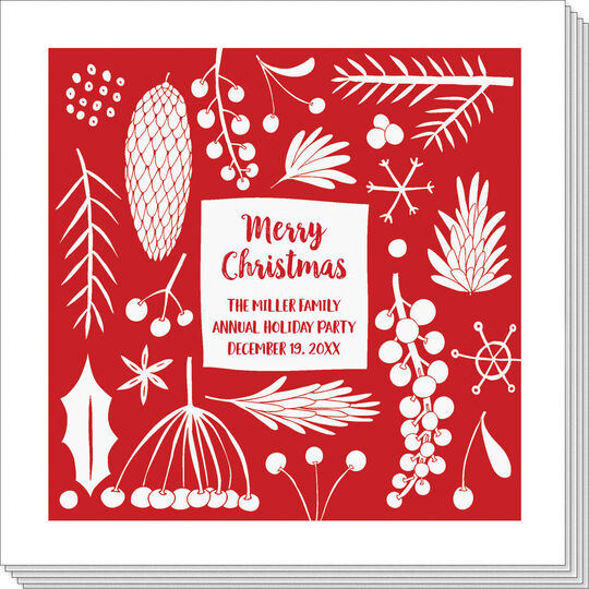 Red Holiday Foliage Napkins