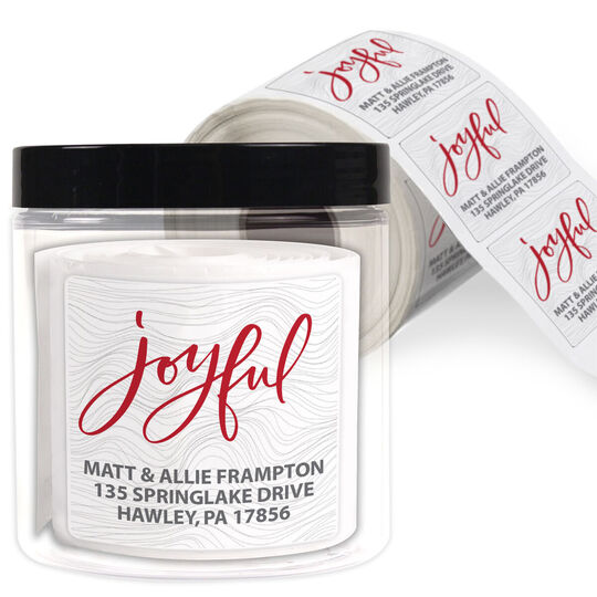 Joyful Square Address Labels in a Jar