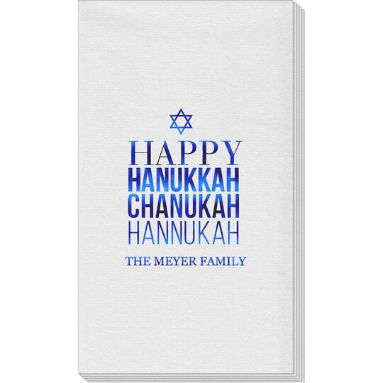 Happy Hanukkah Chanukah Linen Like Guest Towels