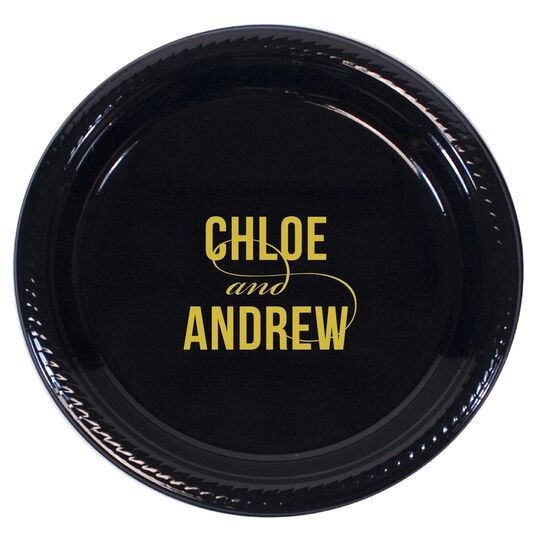 Personalized Modern Couple Plastic Plates