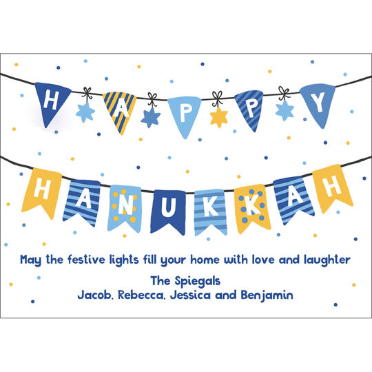 Fun Hanukkah Streamers Flat Holiday Cards