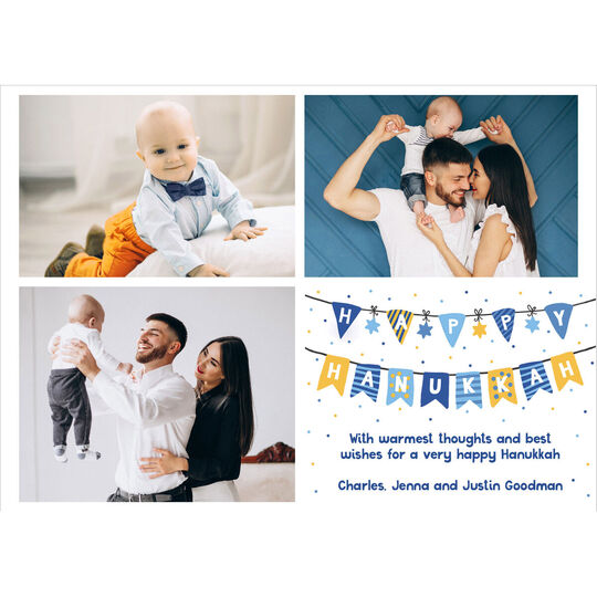 Fun Hanukkah Streamers Flat Photo Cards