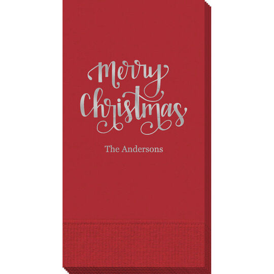 Hand Lettered Merry Christmas Guest Towels