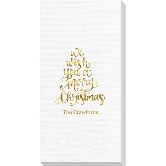 Hand Lettered We Wish You A Merry Christmas Luxury Deville Guest Towels