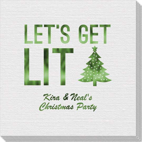 Let's Get Lit Christmas Tree Linen Like Napkins