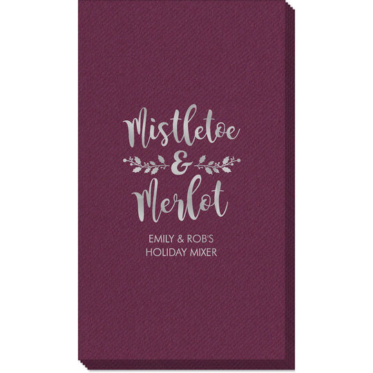 Mistletoe and Merlot Linen Like Guest Towels