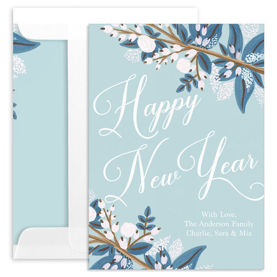 Corner Berries Flat New Year Cards