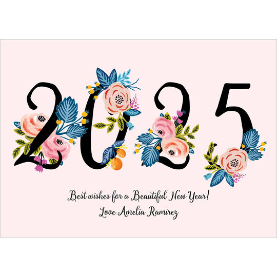 Floral 2025 Flat New Year Cards