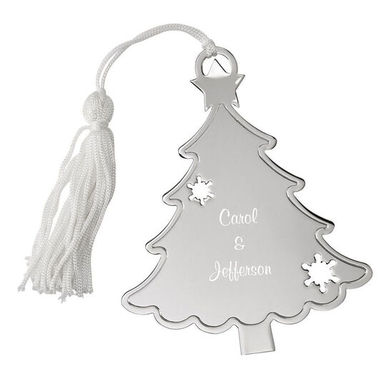 Christmas Tree Metal Ornament with Snowflakes