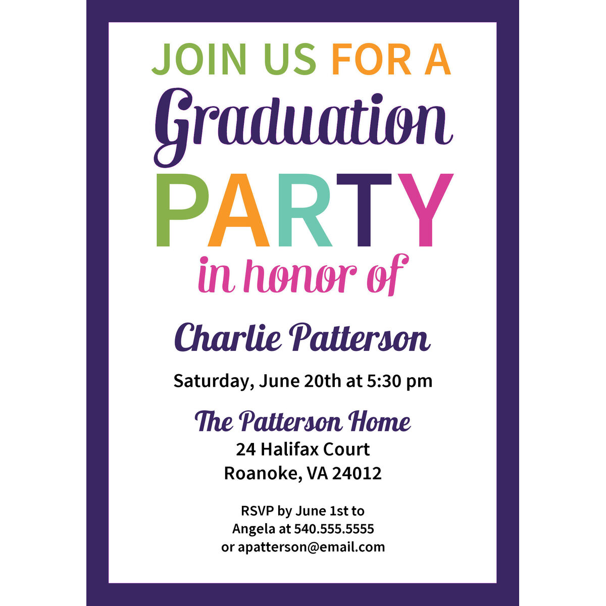 Colorful Graduation Party Invitations