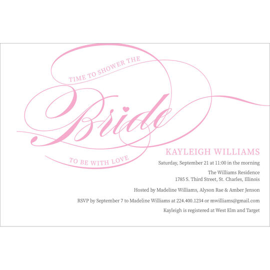 Bride to be Swirl Shower Invitations