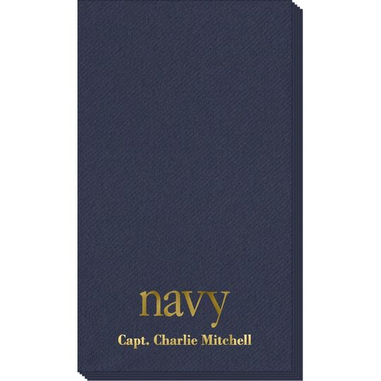 Big Word Navy Linen Like Guest Towels