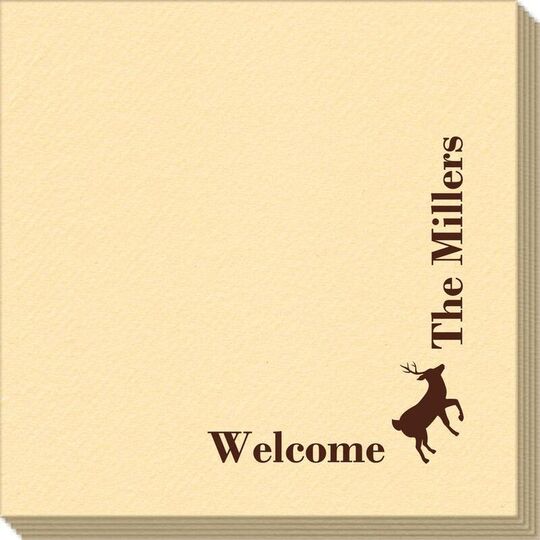 Corner Text with Deer Park Design Linen Like Napkins