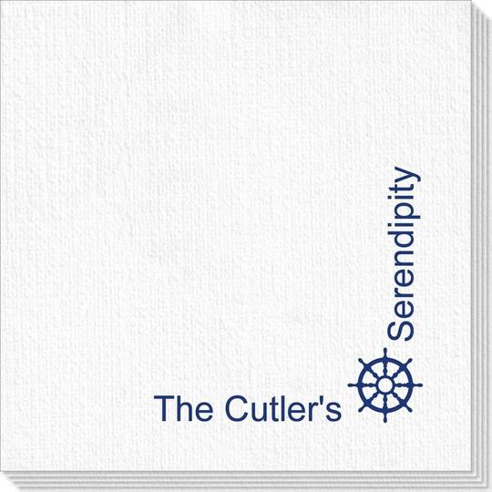 Corner Text with Nautical Wheel Design Deville Napkins