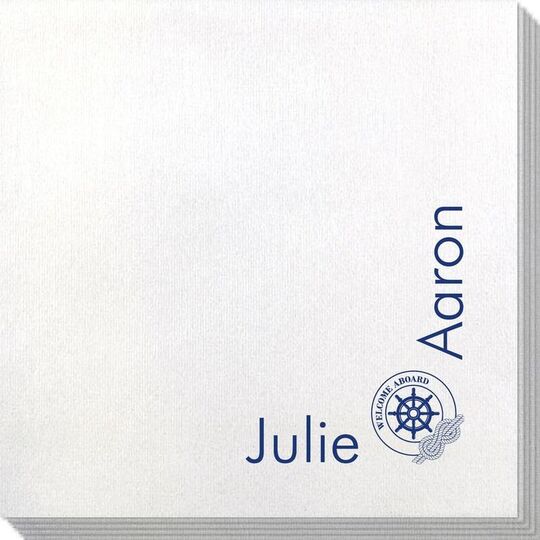 Corner Text with Welcome Aboard Design Bamboo Luxe Napkins