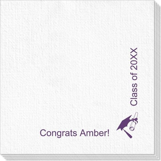 Corner Text with Cap and Diploma Deville Napkins