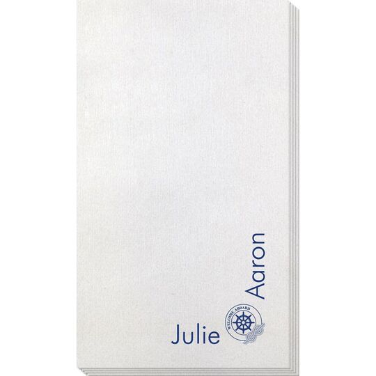 Corner Text with Welcome Aboard Design Bamboo Luxe Guest Towels