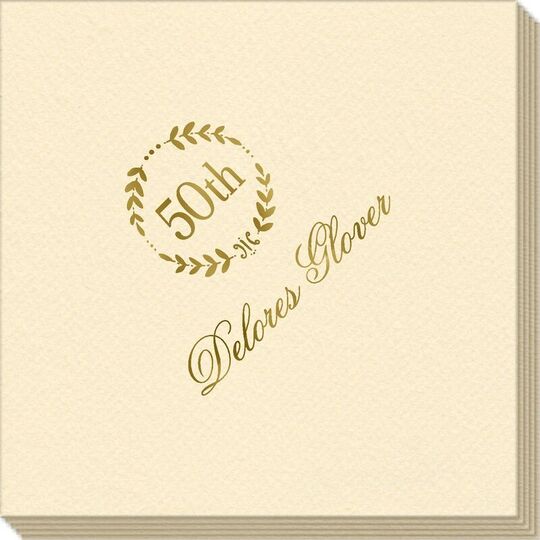 50th Wreath Linen Like Napkins