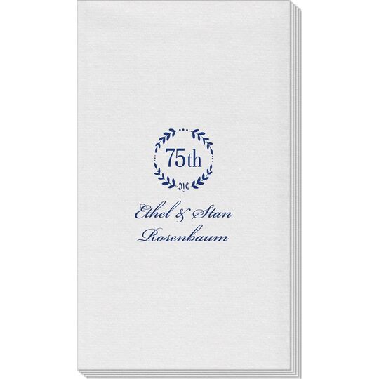 75th Wreath Linen Like Guest Towels