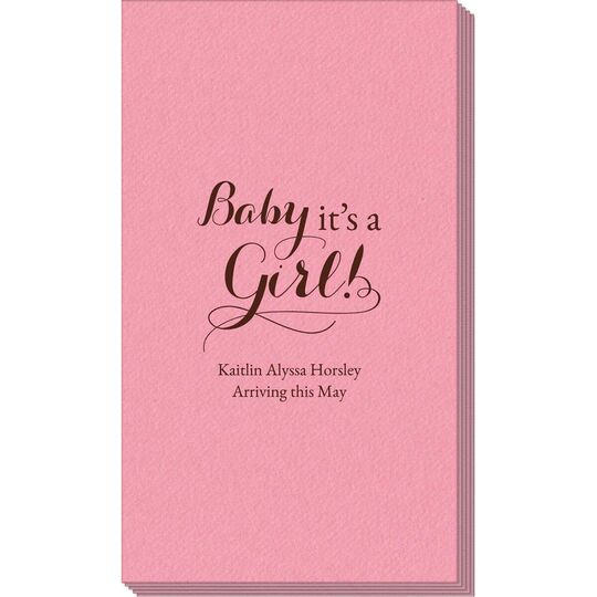 It's A Girl Linen Like Guest Towels