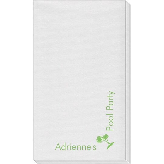 Corner Text with Palm Trees Linen Like Guest Towels