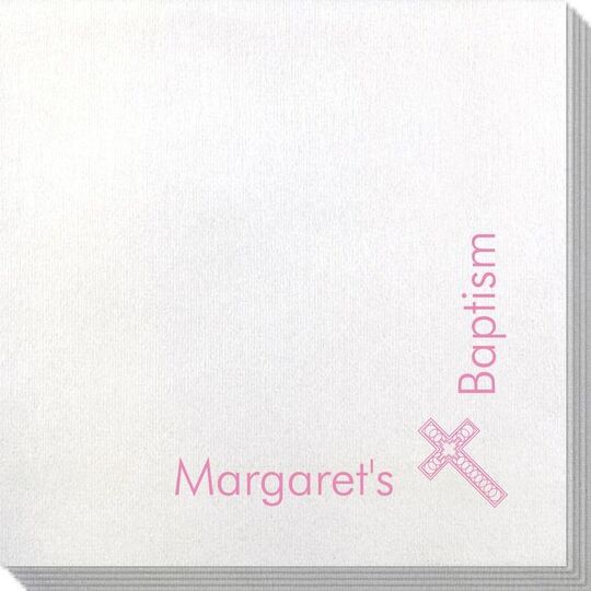 Corner Text with Inspirational Cross Bamboo Luxe Napkins