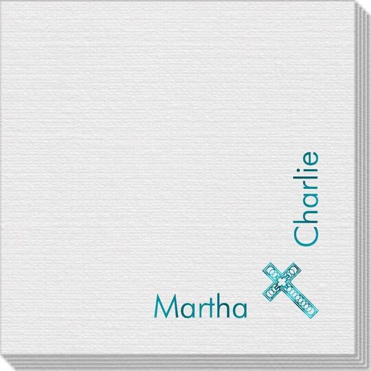 Corner Text with Inspirational Cross Linen Like Napkins