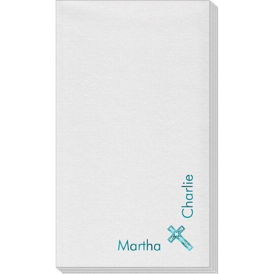 Corner Text with Inspirational Cross Linen Like Guest Towels