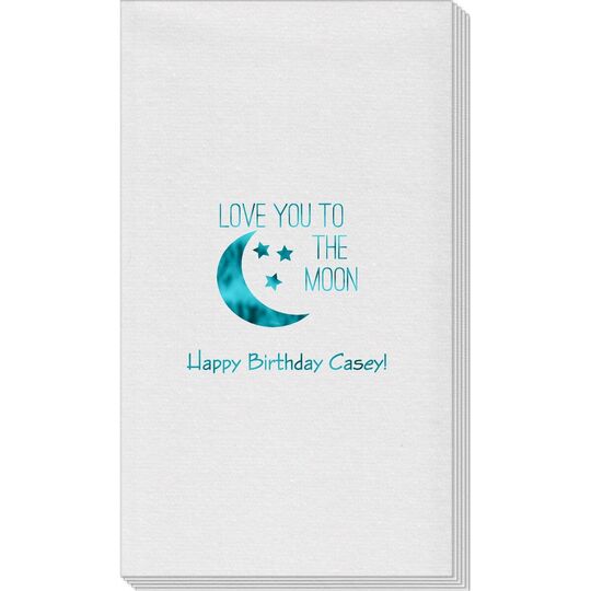 Love You To The Moon Linen Like Guest Towels