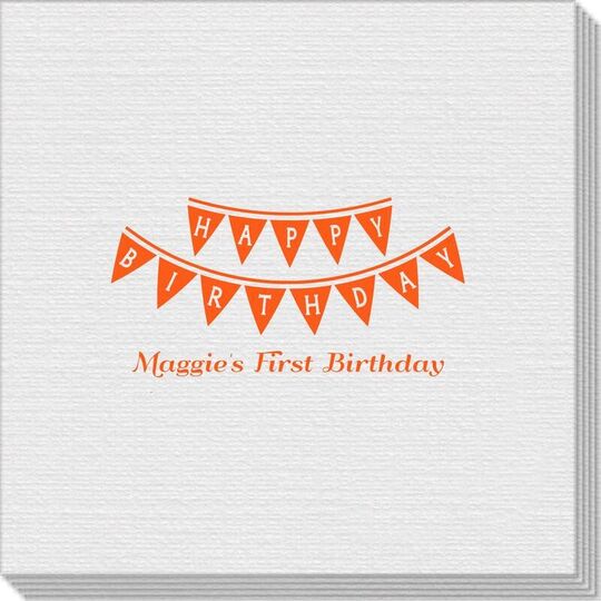 Birthday Banner Linen Like Napkins