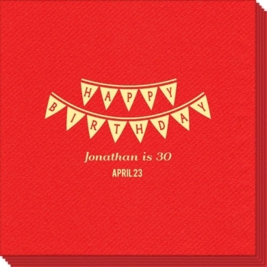 Birthday Banner Linen Like Napkins