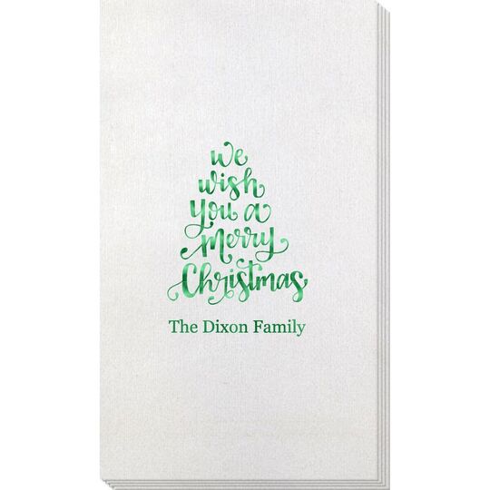 Hand Lettered We Wish You A Merry Christmas Bamboo Luxe Guest Towels