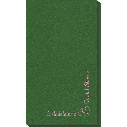 Corner Text with Graphic Double Hearts Linen Like Guest Towels