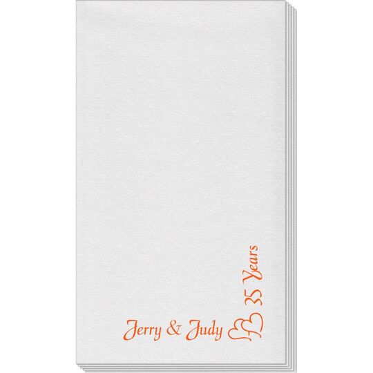 Corner Text with Graphic Double Hearts Linen Like Guest Towels